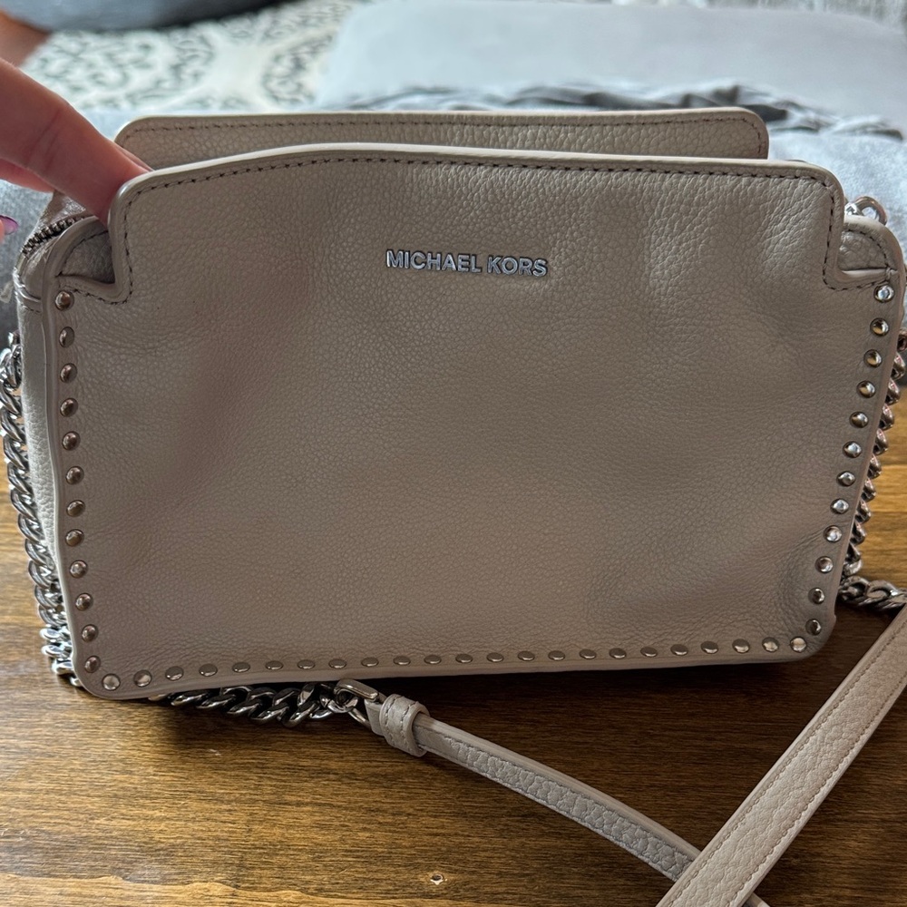 Michael Kors Taupe Studded Crossbody Bag